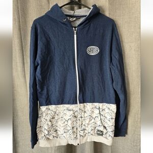 Picture Organic Clothing Womens Full Zip Navy Blue Hoodie XL Mountain Print